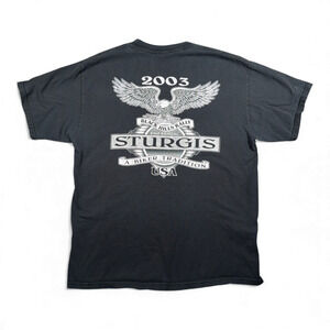 Vintage Sturgis Motorcycle Rally Shirt Adult LARGE Black Biker Black Hills 2003